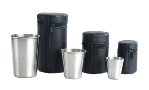 Coffret Cadeau IStapromo – 4 Tasses en Acier Inoxydable, Gobelets Métalliques Isothermes, Mugs à Bière avec Étui en Cuir Noir - Product Image 3