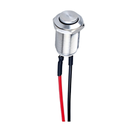 Interrupteur à bouton-poussoir à tête haute de 12 mm, câble pré-soudé, acier inoxydable, 1NO, étanche IP65, contrôle industriel, 3A, électronique