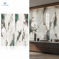 Luca Green Crystal Breccia Tampilan Slab Format Besar |   800x2600mm 9mm Kristal Butiran 4 Sisi Acak Dinding Lantai Hotel Ukuran Kustom OEM