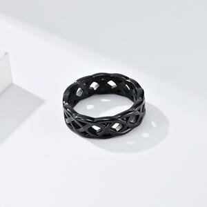 <b>Celtic</b> Woven Knot Titanium Steel <b>Ring</b> Unisex Jewelry Gift Openwork Design Black Gold Silver Antique Silver Color Options - Product Image 2