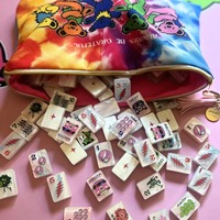 Grateful Dead X Bespoke Mahjong ROSE PINK TIE DYE PEARL Acrylic Foldable Luxury American Mahjong Set Engraved 160 Pcs Poker