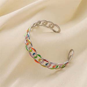 Popular c Shape <b>Bracelet</b> Jewelry Stainless Steel Colorful Enamel Link Chain Cuff <b>Bangle</b> <b>Bracelet</b> - Product Image 4