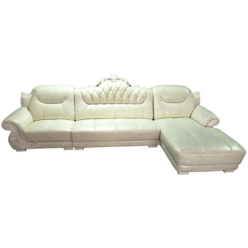 Современная мебель кремового цвета для гостиной, угловой кожаный диван для дома