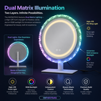 Miroir de Maquillage Intelligent LED RGB Rond avec Anneau Lumineux pour Chambre à Coucher, Décoration de Bureau Professionnelle
