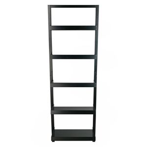 DB Bellamy 5-Tier <b>Bamboo</b> Leaning <b>Shelf</b> Solid Wood Bookcases for Home Office Living Room Bedroom or Hotel Black - Product Image 4