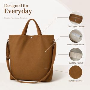 Cotton Canvas Shopping Tote <b>Bag</b> Reusable <b>Foldable</b> with Pocket Fashion Handbag Pouch <b>Bag</b> - Product Image 2