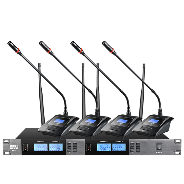 For Takstar UC-4R UHF 4-Channel Headset Long Range 100 Meters One-Click Four Wireless Microphone for Karaoke Conference Church S