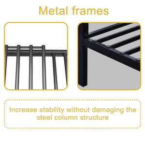 Kim loại giường tầng đôi trên giường kích thước đầy đủ với mạnh mẽ bảo vệ đường sắt & thang tiết kiệm không gian tiếng ồn-miễn phí - Product Image 5
