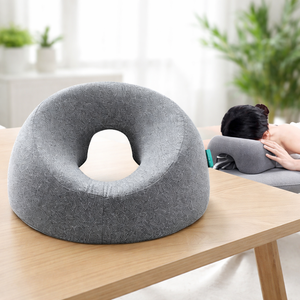 หมอนรองหน้าสีเทาแบบปรับแต่งได้สำหรับโต๊ะนวดและเตียงนอน ปลอกถอดซักได้ ใช้หลังผ่าตัด หมอนรองหน้าสำหรับนอนคว่ำ - Product Image 1