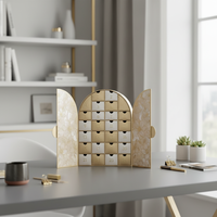 Boîte Calendrier de l'Avent en Carton Doré Champagne 24 Jours, Emballage Cadeau en Carton Arqué, Logo Personnalisé, Boîte à Bijoux et Cosmétiques