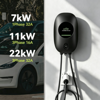 Chargeur EV AC 7-22kW IP66 mural, contrôle par application OCPP RFID pour BYD Tesla, usage domestique et commercial, garantie de 18 mois