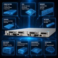 Serveur SD650 V3 1U Tray 2 Nœuds, Double Processeur Xeon Scalable de 5ème Génération, DDR5, Refroidissement Liquide, Hyperconvergé, Testé