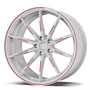 Nouvelles jantes en alliage d'aluminium forgé de 16 à 24 pouces, blanches avec accents rouges, multi-rayons, PCD personnalisé, déport de 25 mm, haute performance, course - Product Image 1