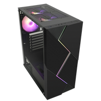 Casing Komputer SAMA ARGB Stripe Kaca Temper Atx Gaming case Mini Computer case
