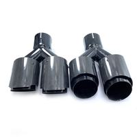 Embout d'échappement universel en fibre de carbone brillant pour voiture, double sortie en Y, en acier inoxydable noir, pour la décoration des silencieux