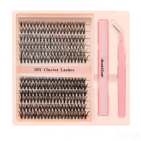 Extensions de cils 3D personnalisées faites à la main, réutilisables, en plastique, auto-adhésives, pré-coupées, segmentées, épaisses