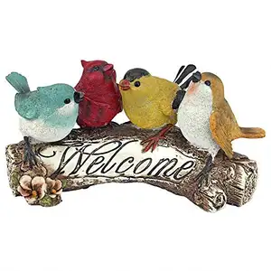 Groothandel Birdy Welkomstbord Tuin Vogel Standbeeld, 10 Inch, Polyresin, Full Color Gift & Ambacht
