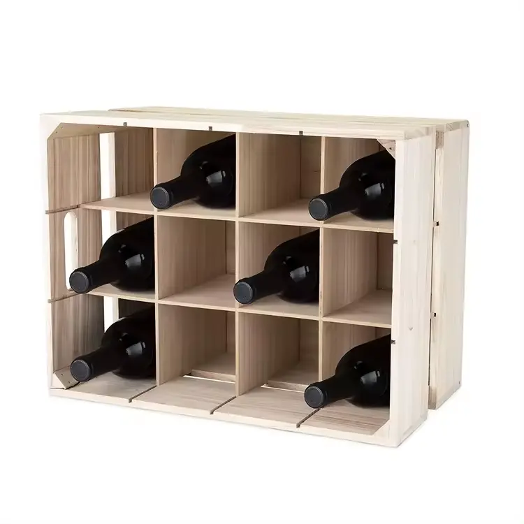 صندوق تخزين حامل ديكور منزلي مخصص، صندوق زجاجات بيرة من الخشب غير المنتهي، إكسسوار النبيذ