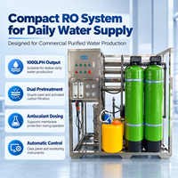 Usine de production d'eau pure 1000 LPH avec système de dosage de sable de quartz, charbon actif et anticalcaire