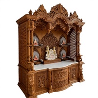 Mandir en bois traditionnel pour salle de prière, achat d'autel SwamiNarayan de grande taille pour la maison, grand temple naturel poli pour la décoration intérieure