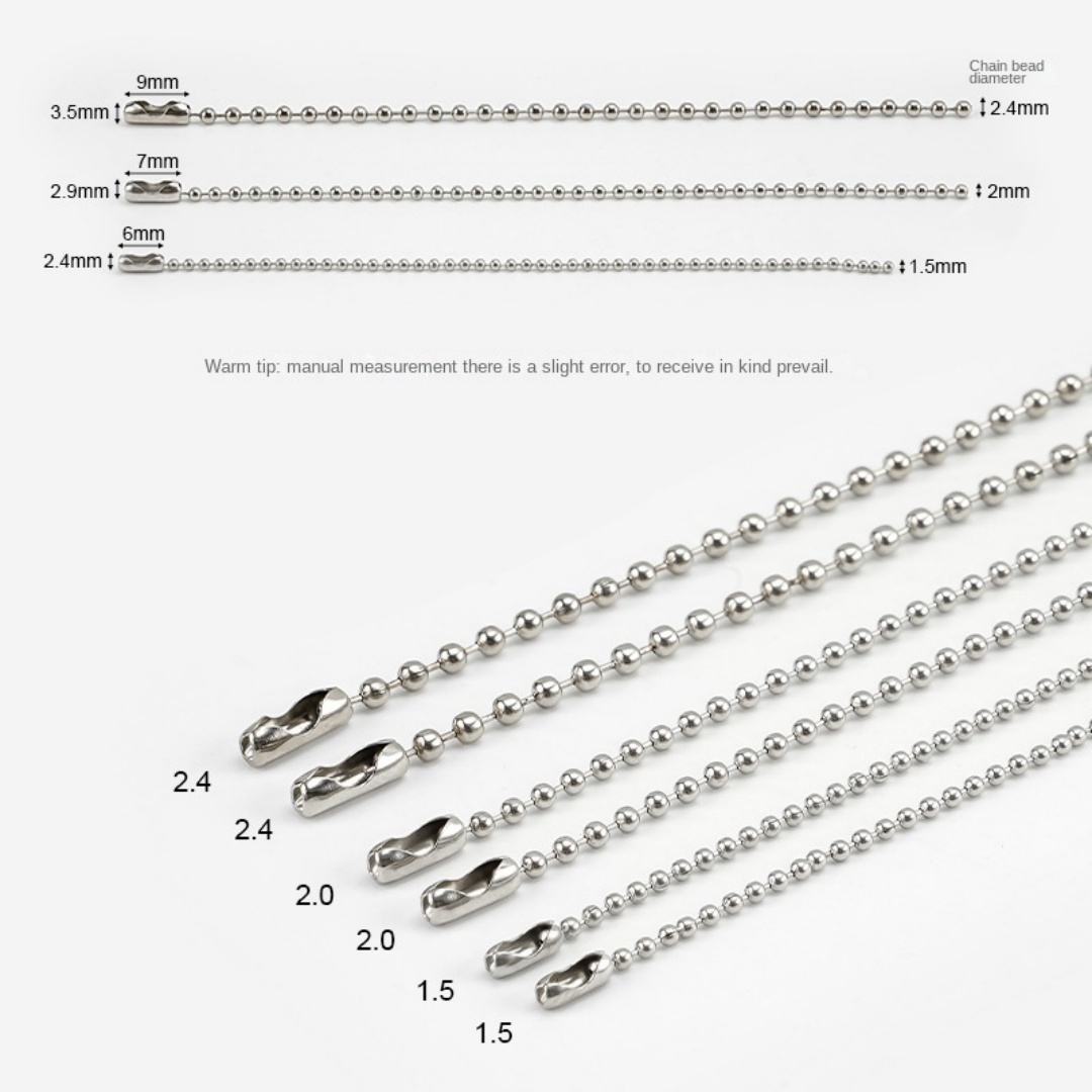 Conventional copper bead chain (silver)