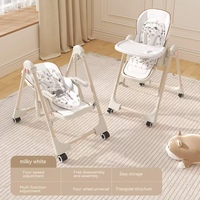Chaise haute multifonctionnelle pour bébé, chaise haute pliable portable pour nourrissons avec roulettes et plateau réglable pour les enfants de 6 à 36 mois