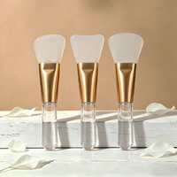 Petit pinceau plat en silicone pour le maquillage du visage, application de fond de teint, pinceau à masque en silicone à manche court