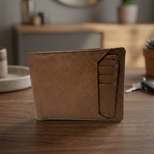 Brown PU Leather Slim Bifold <b>Wallet</b> Short <b>Card</b> Holder with Letter Detail <b>for</b> <b>Men</b> Business Travel Gift - Product Image 3
