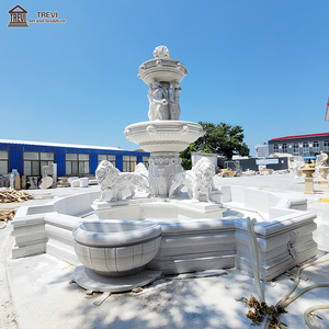 Trevi Tay Khắc Sang Trọng Kích Thước Lớn Ngoài Trời Đá Cẩm Thạch Đài Phun Nước Với Sư Tử Tượng Cho Châu Âu Trang Trí Lâu Đài - Product Image 5
