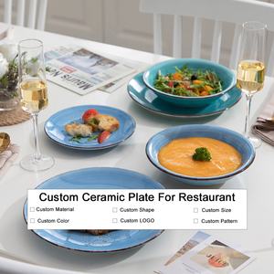 أطباق مستديرة فاخرة من البورسلين الأبيض بشعار مخصص قابل للتخصيص ، أطباق سيراميك للمطاعم - Product Image 2