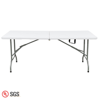 Tables pliantes rectangulaires en plastique HDPE pour pique-nique en plein air, portables, bon marché, pour fêtes, 6 pieds, vente en gros