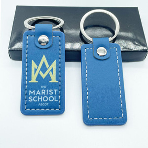 Fashionable PU Leather Keychain Leather Key Pendant Double-Sided Printed Logo Business Car Gift