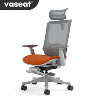 Chaise de bureau ergonomique Vaseat SM6-BHL au design moderne avec dossier en maille et repose-pieds rétractable pour les longues journées de travail