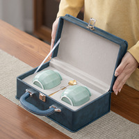Coffret Cadeau en Céramique Haut de Gamme pour Emballage de Thé, Boîte Hermétique pour Thé Vert Aiguille d'Argent Longjing, Petite Boîte Universelle GHY-Little