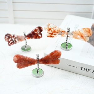 Natural Red Fire Quartz Dragonfly Polished <b>Crystal</b> Dragonfly Ornament Popular Birthday Holiday Gift - Product Image 4