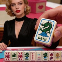 Nouveau modèle 2026 – Tuiles de mahjong en acrylique double couche transfrontalières avec motifs de lèvres colorées, emballage en boîte cartonnée