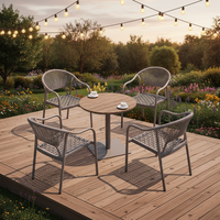 Ensemble de table et chaises d'extérieur en aluminium, mobilier de jardin empilable en rotin PE tressé, idéal pour restaurant, terrasse et patio - Vente chaude