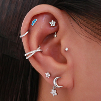 Boucles d'oreilles Gaby en titane sans filetage à enfiler, à dos plat, colorées, pour piercing, bijoux en titane ASTM F136, vente en gros de bijoux dorés