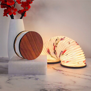 <span class=keywords><strong>Lampe</strong></span> de nuit LED en bois pliable réversible, cadeau créatif pour la fête de la mi-automne, personnalisation d'accordéon - Product Image 1
