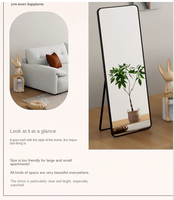 Miroir rectangulaire pleine longueur avec cadre en aluminium noir ultra fin, à fixer au mur ou sur pied, pour chambre ou salon, directement de l'usine