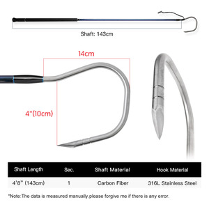 Gaffa NOEBY Voyager in Fibra di Carbonio 4'8''/143cm, Asta in Fibra di Carbonio, Gancio Resistente Oltre 100KG per <span class=keywords><strong>Pesca</strong></span> d'Altura - Product Image 2