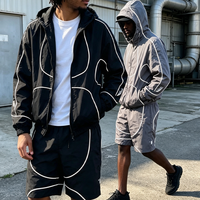 Ensemble survêtement OEM de haute qualité, veste et short en nylon imperméable, logo personnalisé, coupe-vent, pantalon de survêtement avec bordure réfléchissante