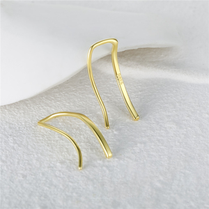 CANNER Boucles d'oreilles minimalistes en argent sterling 925 lisses et longues, plaquées or 18 carats, pour femmes et filles - Product Image 3