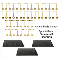 Lampes de table LED sans fil de qualité commerciale, lot de 48, avec 3 stations de charge multi-ports pour projets hôteliers, restaurants et services d'accueil