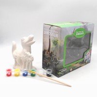 Kits d'artisanat DIY pour enfants, dinosaures de haute qualité à peindre en 6 couleurs, 1 pinceau, figurines pour enfants, porcelaine non peinte, résistante au feu, 3D