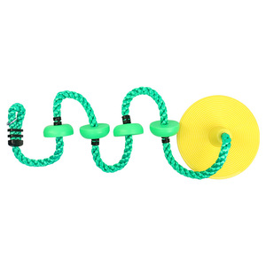 ชุดของเล่นปีนป่ายกลางแจ้งแบบดิสก์สีเหลืองพร้อมเชือกสีเขียวและคาราไบเนอร์ สำหรับเด็กอายุ 2 ถึง 4 ปี - Product Image 2