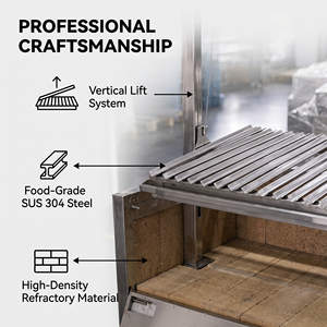 <span class=keywords><strong>Barbecue</strong></span> au charbon de bois de style Santa Maria en acier inoxydable <span class=keywords><strong>avec</strong></span> levage manuel à manivelle et grille réglable - Product Image 4