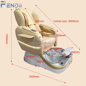 Poltrona Reclinabile Regolabile con Schienale di Lusso per Salone, Sedia da Pedicure Spa con Vasca per Piedi - Product Image 3