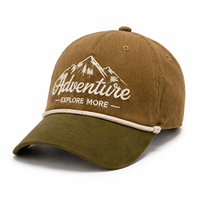 Gorra de béisbol de pana personalizada, estilo vintage con cuerda, logotipo bordado, ajustable, para exteriores, informal, proveedor OEM