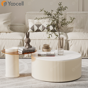 Table basse en bois <span class=keywords><strong>de</strong></span> travertin Yoocell, nouveau design, <span class=keywords><strong>bon</strong></span> prix, table d'appoint moderne, plateau rond, style colonne romaine - Product Image 6